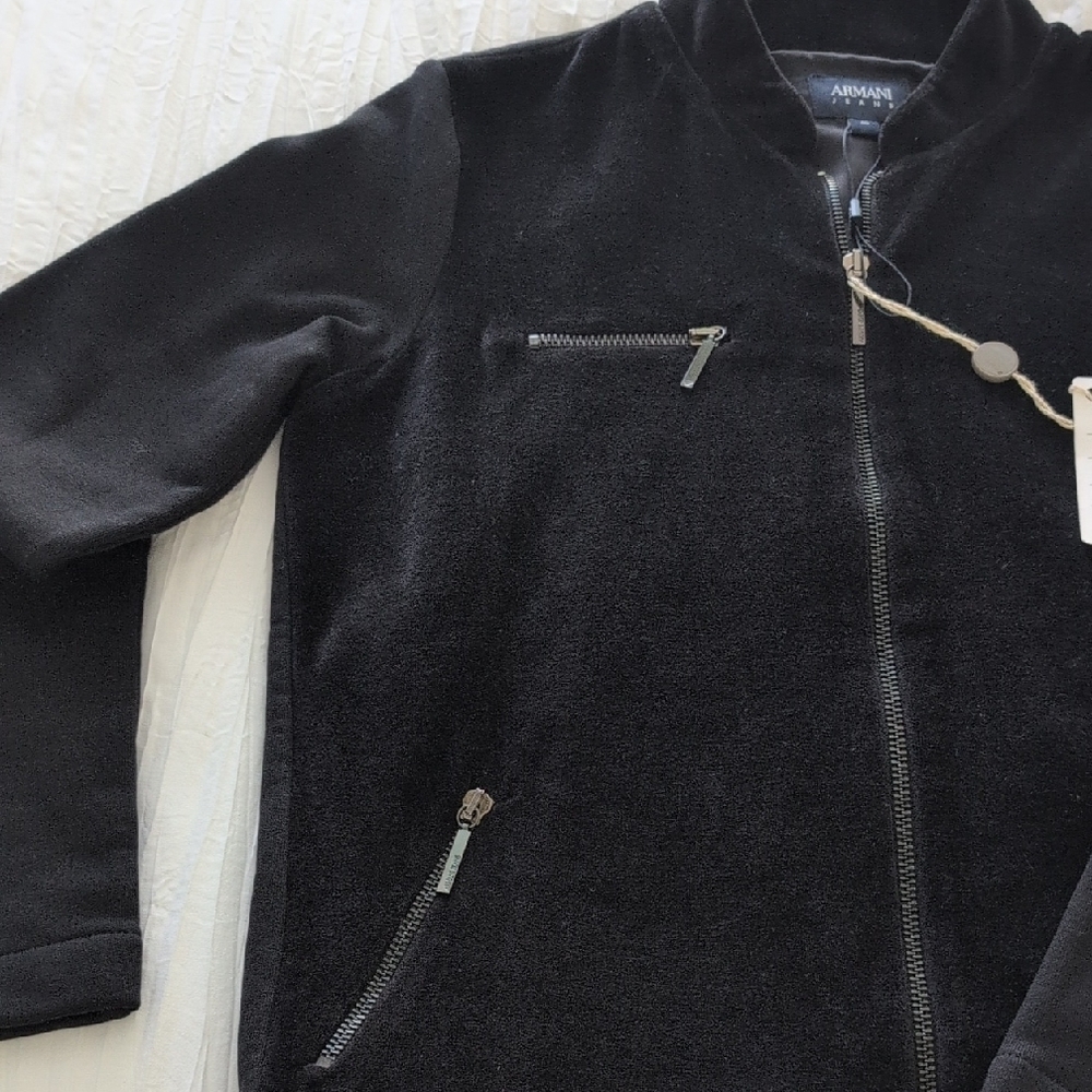 Armani Jeans Black Bomber Jacket with Sleek Design